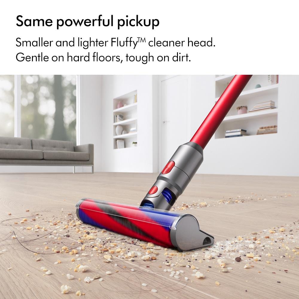 เครื่องดูดฝุ่นแบบด้าม DYSON SV10K V8 SLIM FLUFFY IRON / SPRAYED NICKEL / RED