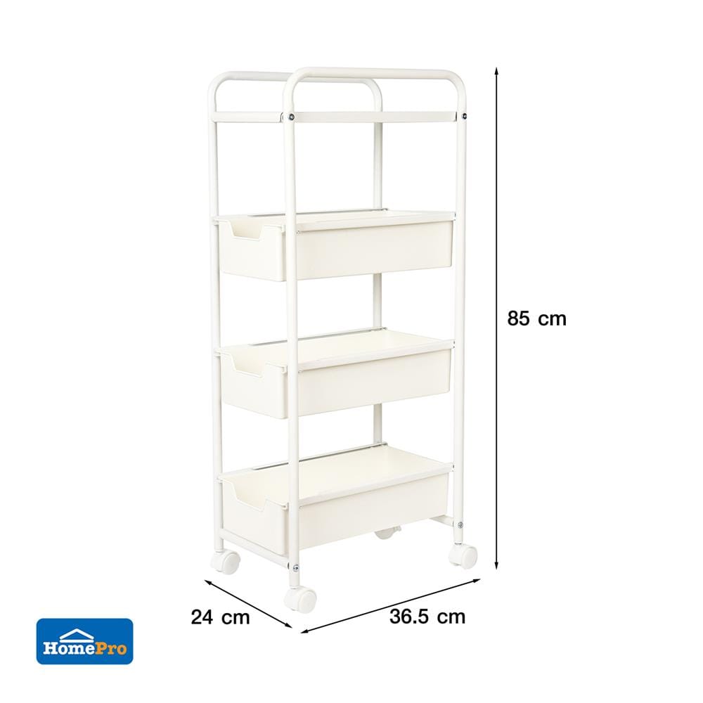 ชั้นลิ้นชัก 3 ชั้น STACKO PISO 24x36.5x85 ซม. สีขาว