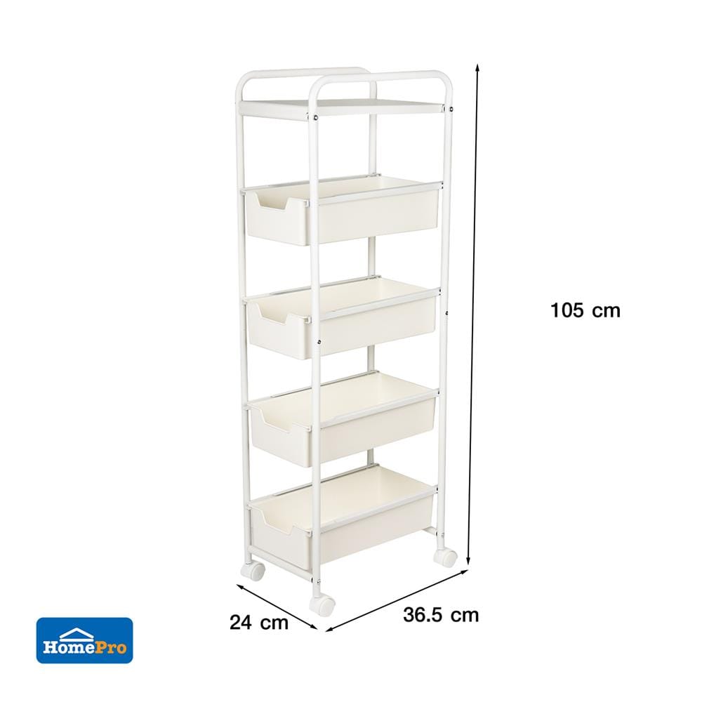 ชั้นลิ้นชัก 4 ชั้น STACKO PISO 24x36.5x105 ซม. สีขาว