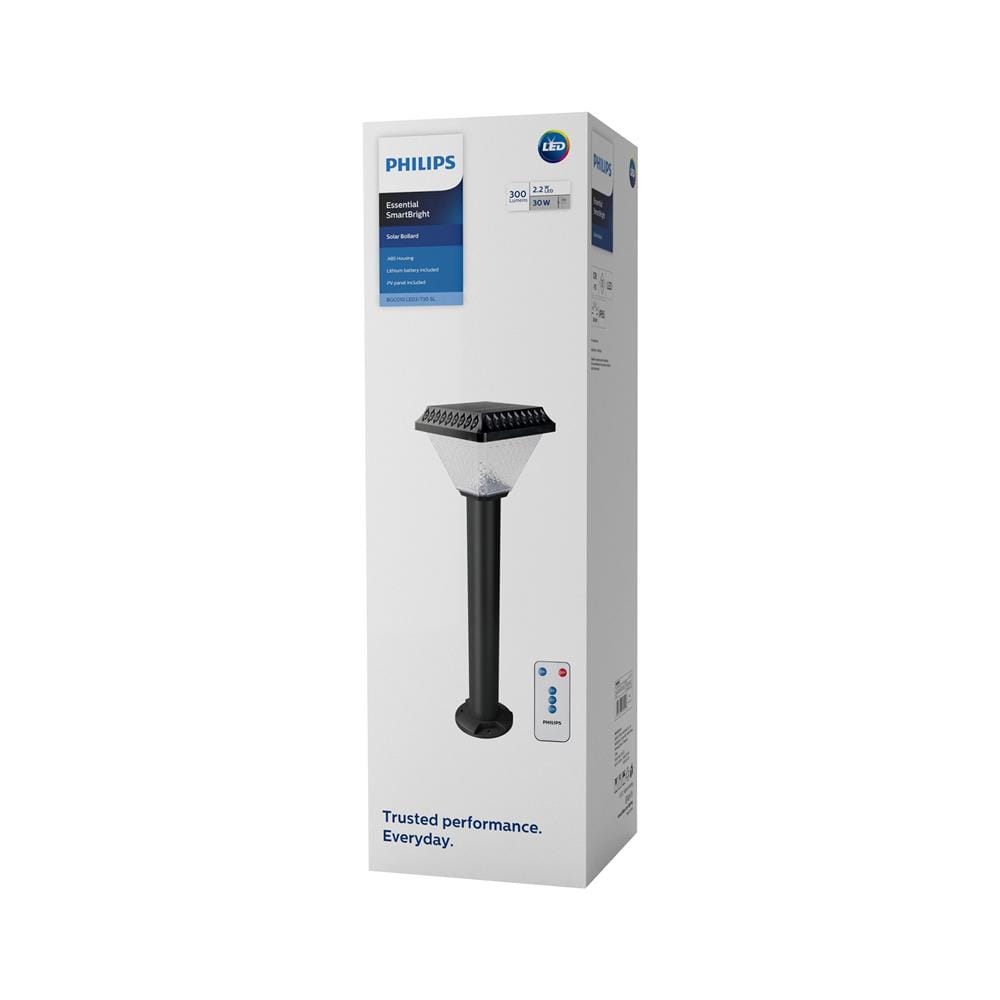 ไฟทางเดิน SOLAR PHILIPS BGC010 LED3/730 SL 2.2 วัตต์ WARM WHITE สีดำ