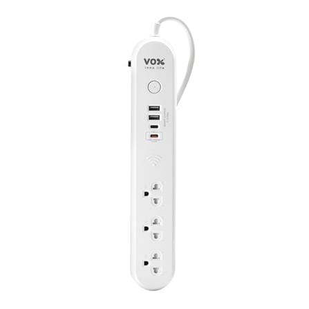 รางปลั๊กไฟ IOT 1 สวิตซ์ 3 ช่อง 2 USB 2 TYPE-C 20 วัตต์ VOX F5ST3-NON1-3141 ความยาว 3 เมตร สีขาว_0