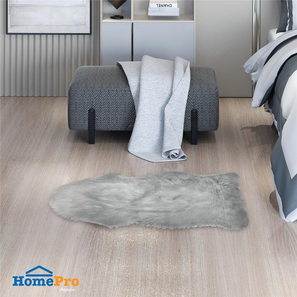 พรมขนแกะเทียม HOME LIVING STYLE 60X90 ซม. สีเทา