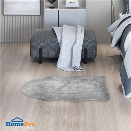 พรมขนแกะเทียม HOME LIVING STYLE 60X90 ซม. สีเทา_4