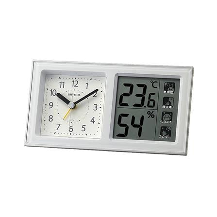 นาฬิกาตั้งโต๊ะพลาสติก RHYTHM 8RE678SR03 3X6 นิ้ว สีขาว_0