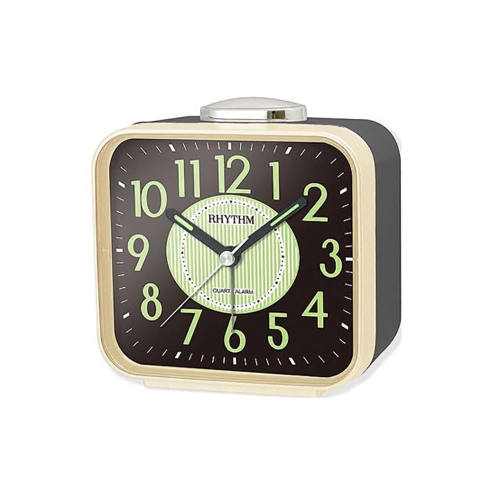 นาฬิกาตั้งโต๊ะพลาสติก RHYTHM CRA629NR18 3.5X3.5 นิ้ว สีทอง