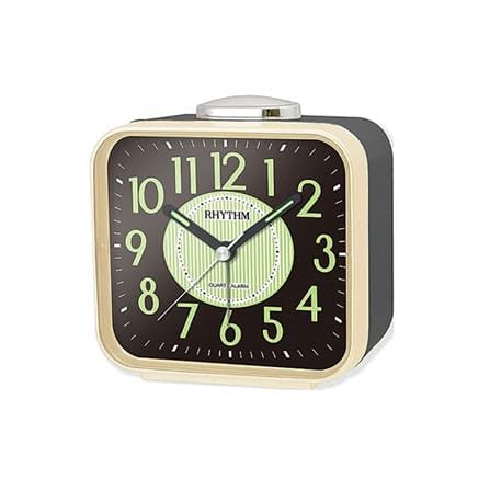 นาฬิกาตั้งโต๊ะพลาสติก RHYTHM CRA629NR18 3.5X3.5 นิ้ว สีทอง_0