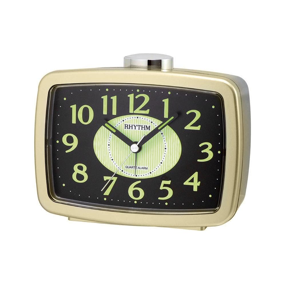 นาฬิกาตั้งโต๊ะพลาสติก RHYTHM CRA630NR18 3.5X4.5 นิ้ว สีทอง