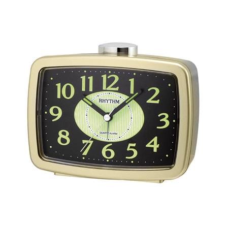 นาฬิกาตั้งโต๊ะพลาสติก RHYTHM CRA630NR18 3.5X4.5 นิ้ว สีทอง