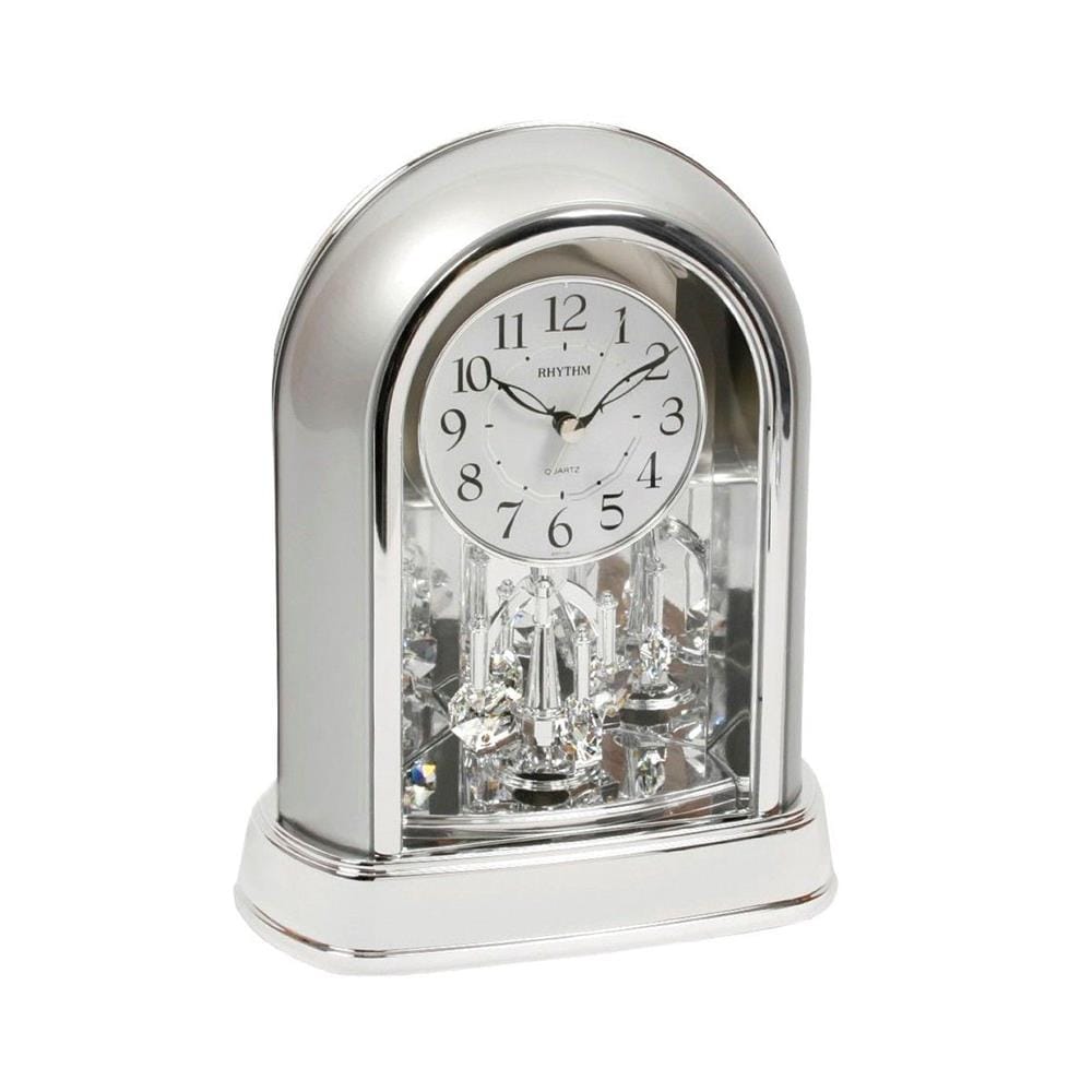 นาฬิกาตั้งโต๊ะพลาสติก RHYTHM 4SG696WR19 10X8 นิ้ว สีเงิน