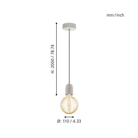 ไฟช่อ EGLO YORTH สีเทา 1 หัว_2