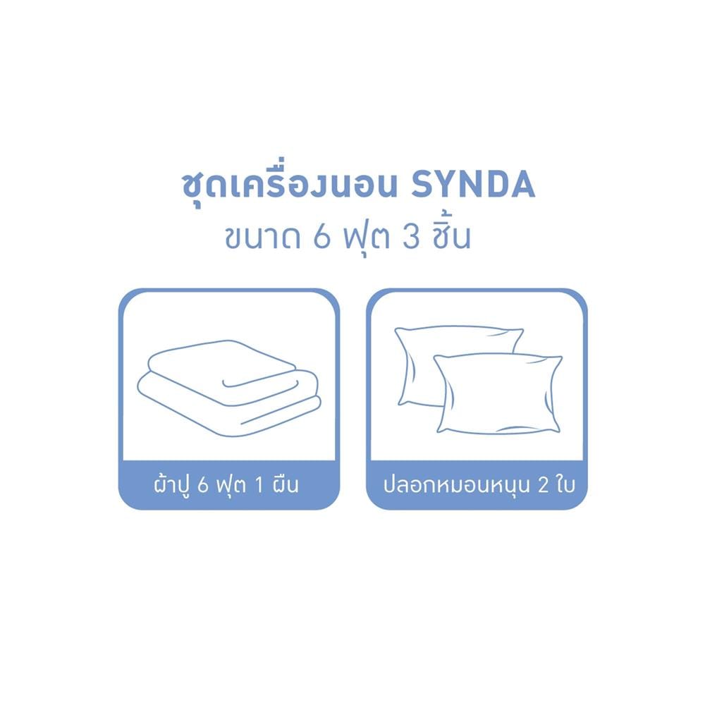 ชุดผ้าปูที่นอน 6 ฟุต 3 ชิ้น SYNDA VASTNESSA สี GREY