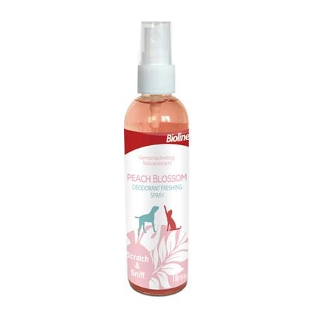 สเปรย์ขจัดกลิ่นตัวสุนัขและแมว BIOLINE PEACH BLOSSOM 118 มล.