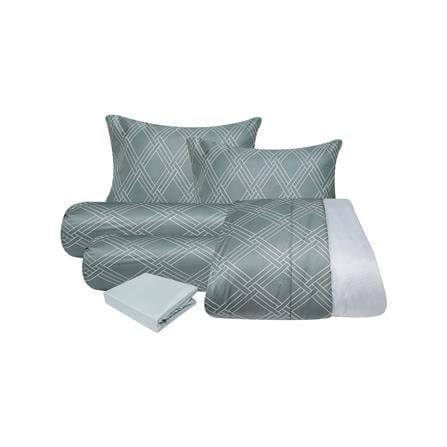 ชุดผ้าปูที่นอน 5 ฟุต 6 ชิ้น HOME LIVING STYLE JUNIPER สีเขียว_1
