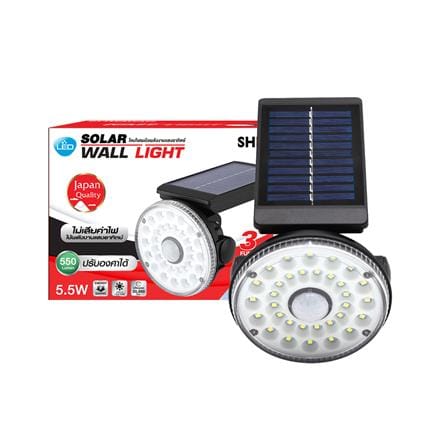 ไฟผนังภายนอก SOLAR SHINING S-WLL10B-SL 5.5 วัตต์ DAYLIGHT สีดำ_4