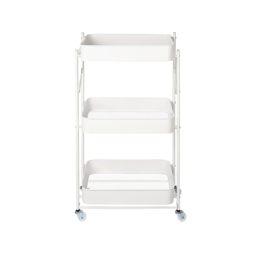 ชั้นวางของพับได้ 3 ชั้น มีล้อ STACKO HAZEL 45x30x77 ซม. สีขาว
