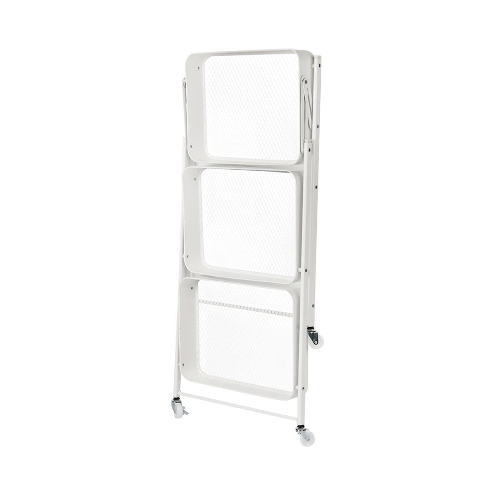 ชั้นวางของพับได้ 3 ชั้น มีล้อ STACKO HAZEL 45x30x77 ซม. สีขาว