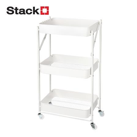 ชั้นวางของพับได้ 3 ชั้น มีล้อ STACKO HAZEL 45x30x77 ซม. สีขาว_0