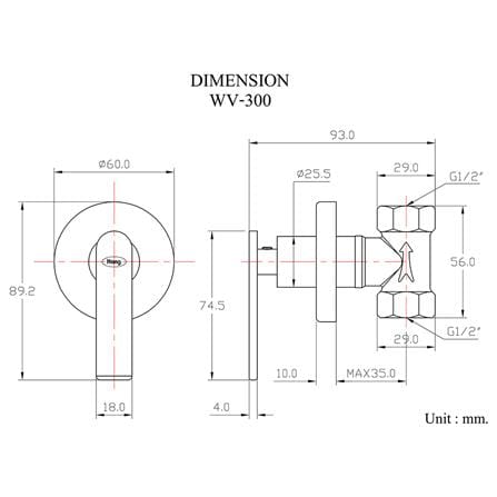 วาล์วฝังกำแพงเดี่ยว HANG WV-300_2
