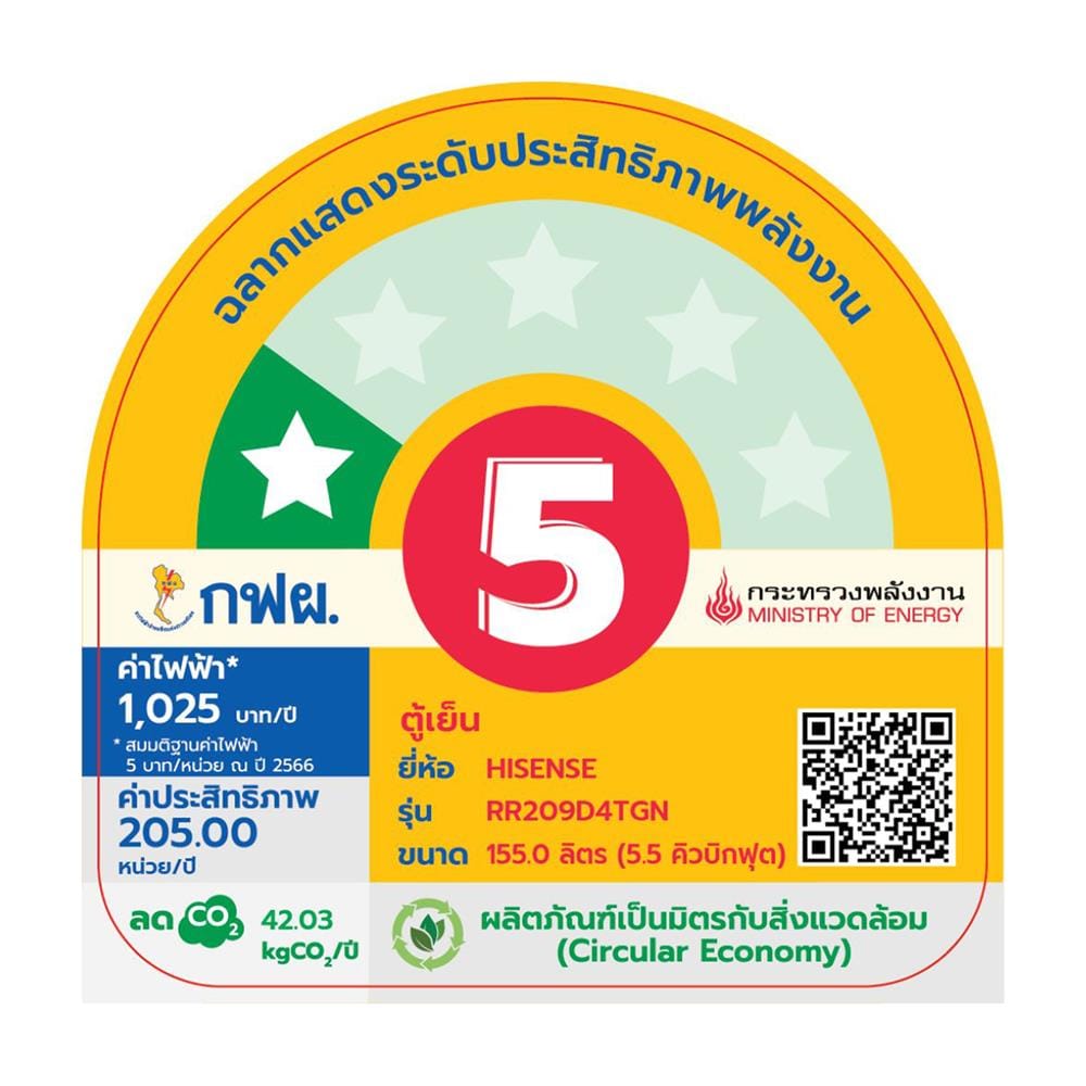 ตู้เย็น 1 ประตู HISENSE RR209D4TGN 5.5 คิว สีเงิน