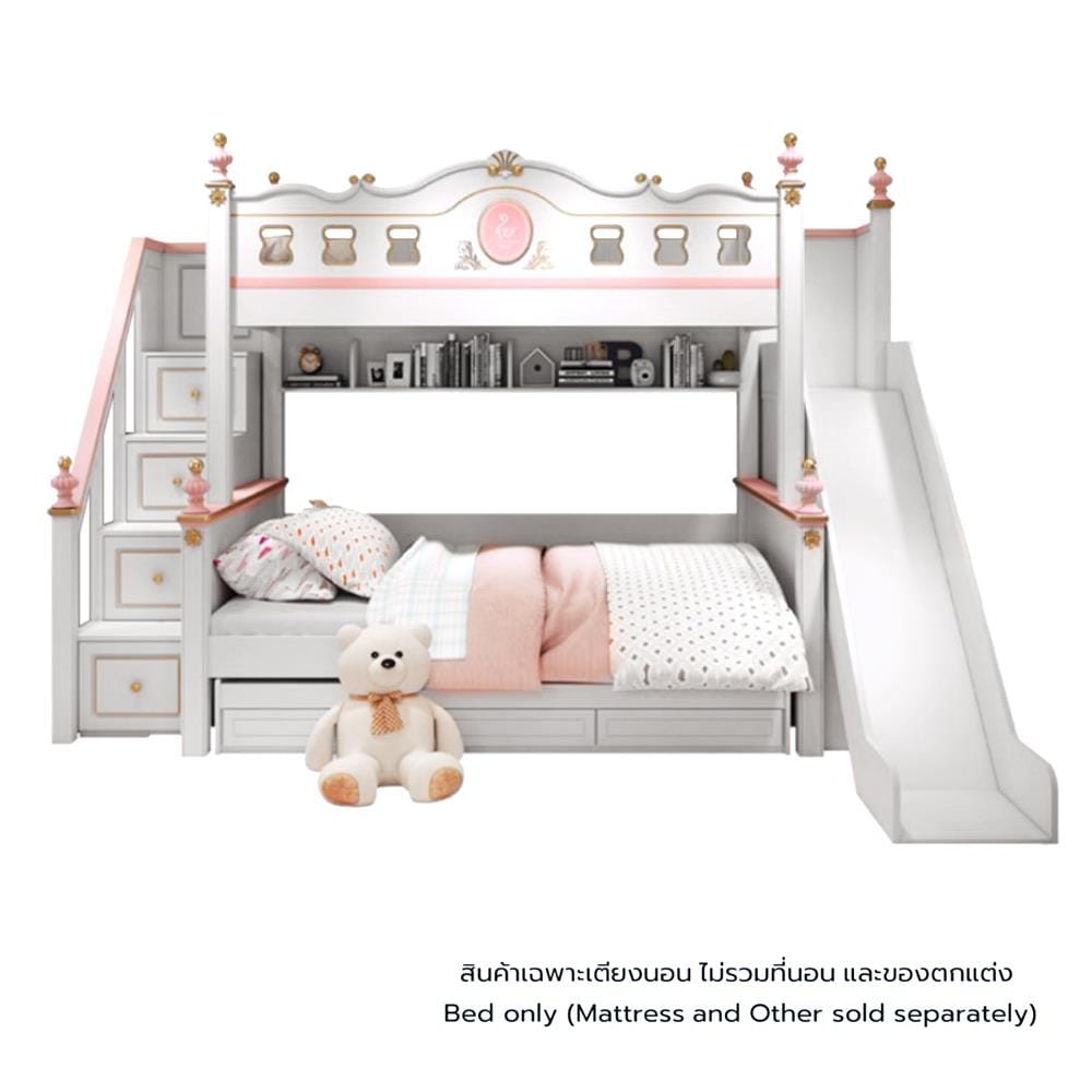 เตียง 2 ชั้น 5 ฟุต DREAM CAR KID QUEEN SLIDER 1007-5 สีชมพู/ขาว