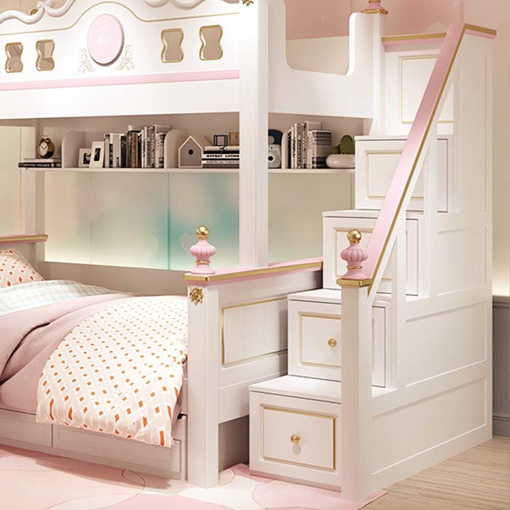 เตียง 2 ชั้น 5 ฟุต DREAM CAR KID QUEEN SLIDER 1007-5 สีชมพู/ขาว