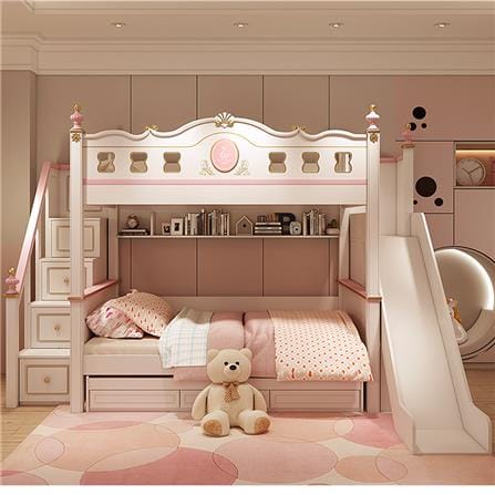 เตียง 2 ชั้น 5 ฟุต DREAM CAR KID QUEEN SLIDER 1007-5 สีชมพู/ขาว_4
