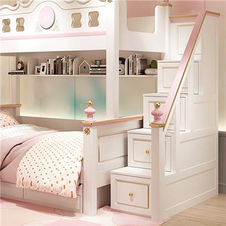เตียง 2 ชั้น 5 ฟุต DREAM CAR KID QUEEN SLIDER 1007-5 สีชมพู/ขาว_6