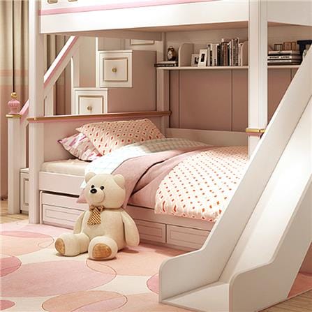 เตียง 2 ชั้น 5 ฟุต DREAM CAR KID QUEEN SLIDER 1007-5 สีชมพู/ขาว_8