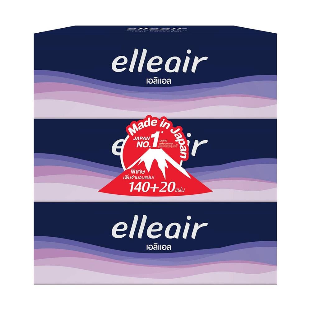 กระดาษเช็ดหน้า ELLEAIR BOX GRAPHIC 140+20 แผ่น แพ็ค 3
