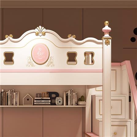 เตียง 2 ชั้น 4 ฟุต DREAM CAR KID QUEEN SLIDER 1007-4 สีชมพู/ขาว_5