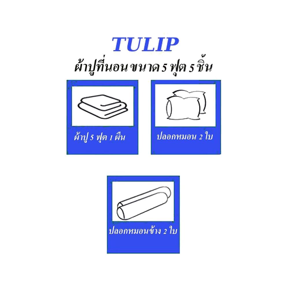 ชุดผ้าปูที่นอน 5 ฟุต 5 ชิ้น TULIP DELIGHT 60057-DL532