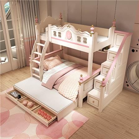 เตียง 2 ชั้น 4 ฟุต DREAM CAR KID QUEEN 1007-4 สีชมพู/ขาว_3