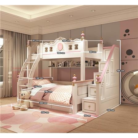 เตียง 2 ชั้น 4 ฟุต DREAM CAR KID QUEEN 1007-4 สีชมพู/ขาว_8