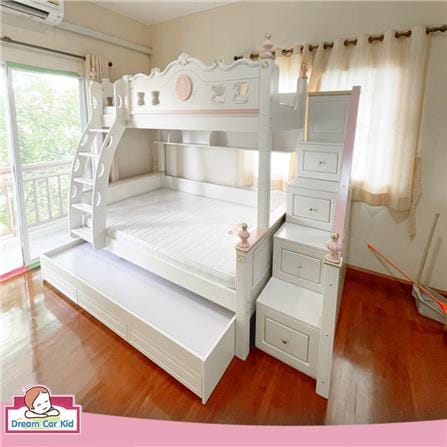 เตียง 2 ชั้น 4 ฟุต DREAM CAR KID QUEEN 1007-4 สีชมพู/ขาว_7