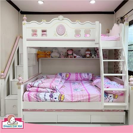 เตียง 2 ชั้น 5 ฟุต DREAM CAR KID QUEEN 1007-5 สีชมพู/ขาว_7