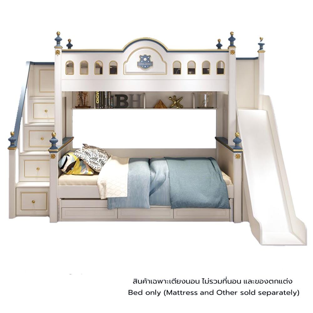 เตียง 2 ชั้น 4 ฟุต DREAM CAR KID CASTLE SLIDER 1006-4 น้ำเงิน/ขาว
