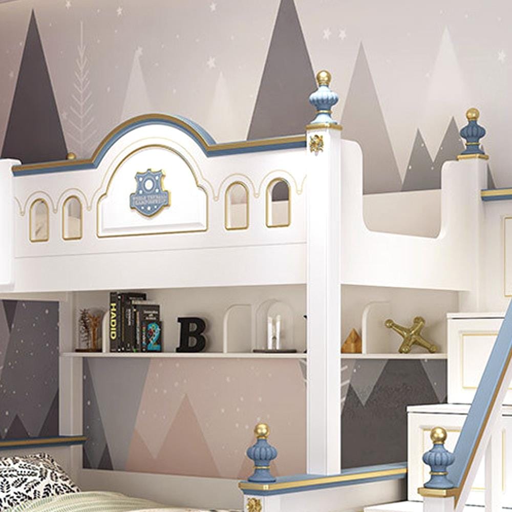 เตียง 2 ชั้น 4 ฟุต DREAM CAR KID CASTLE SLIDER 1006-4 น้ำเงิน/ขาว