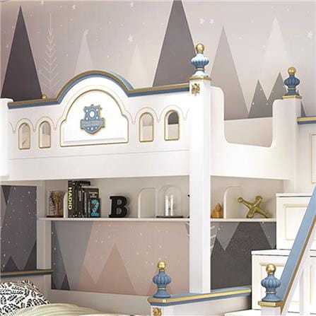 เตียง 2 ชั้น 4 ฟุต DREAM CAR KID CASTLE SLIDER 1006-4 น้ำเงิน/ขาว_4