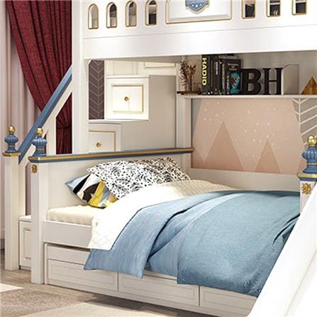 เตียง 2 ชั้น 4 ฟุต DREAM CAR KID CASTLE SLIDER 1006-4 น้ำเงิน/ขาว_5