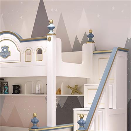 เตียง 2 ชั้น 4 ฟุต DREAM CAR KID CASTLE 1006-4 สีน้ำเงิน/ขาว_4