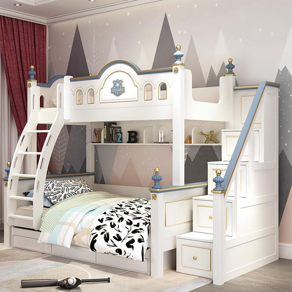 เตียง 2 ชั้น 5 ฟุต DREAM CAR KID CASTLE 1006-5 สีน้ำเงิน/ขาว