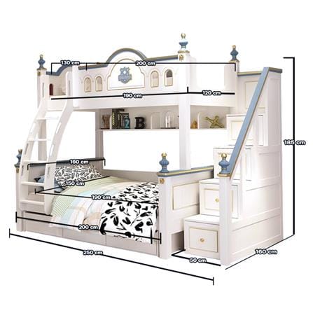 เตียง 2 ชั้น 5 ฟุต DREAM CAR KID CASTLE 1006-5 สีน้ำเงิน/ขาว_7