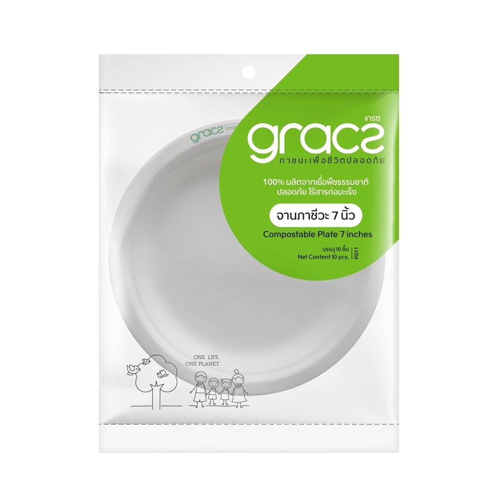 ชุดภาชนะชานอ้อยพร้อมกระเป๋าแคมป์ปิ้ง GRACZ 7 ชิ้น