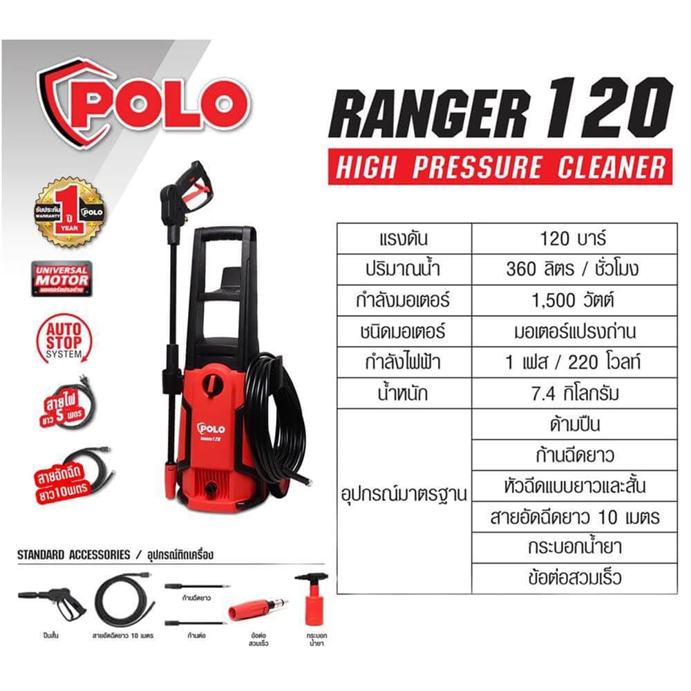 เครื่องฉีดน้ำ POLO RANGER 120 บาร์ 1500 วัตต์