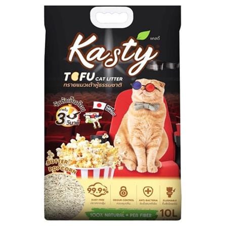 ทรายแมวเต้าหู้ KASTY TOFU CAT LITTER กลิ่นบัตเตอร์ ป๊อปคอร์น 10 ลิตร_0