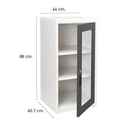 ตู้เหล็กบานเปิดกระจก KIOSK UDB-2 G1 สีขาว/เทา_3