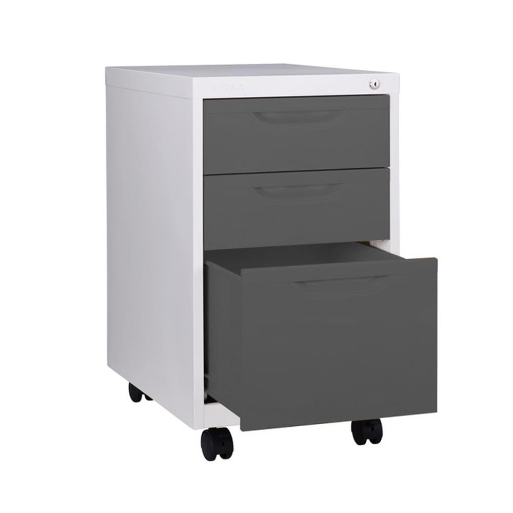 ตู้ลิ้นชักเหล็ก 3 ลิ้นชัก KIOSK BS-503 G1 สีขาว/เทา
