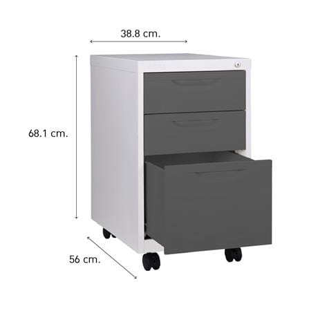 ตู้ลิ้นชักเหล็ก 3 ลิ้นชัก KIOSK BS-503 G1 สีขาว/เทา_3