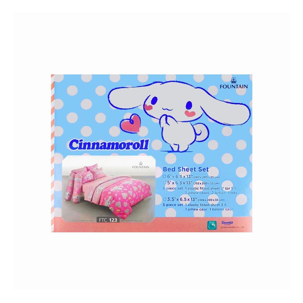 ชุดผ้าปูที่นอน 5 ฟุต 5 ชิ้น FOUNTAIN CINNAMOROLL 70107-FTC123