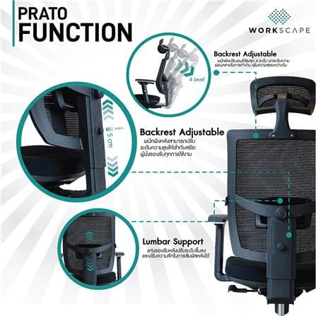 เก้าอี้สำนักงาน WORKSCAPE PRATO EM-209E สีดำ_6